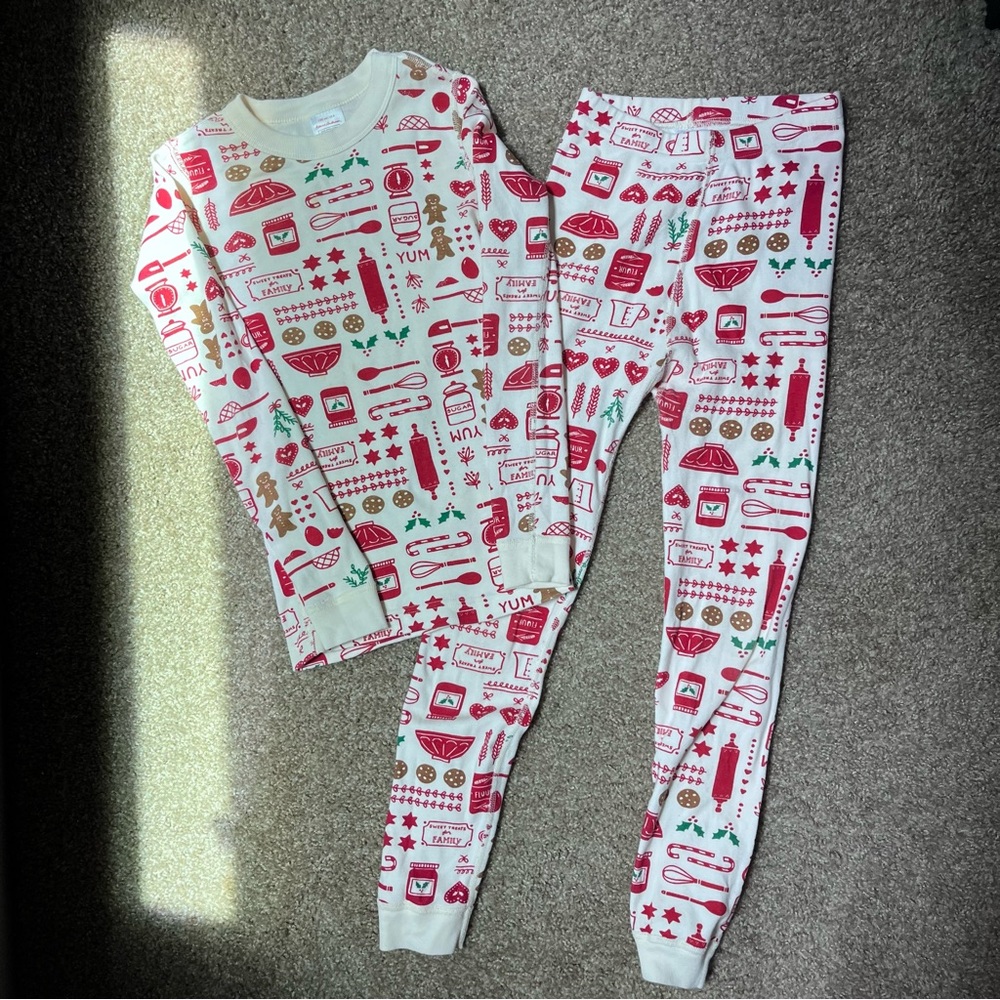 Hanna Andersson Christmas Baking Red and White Kids Pajama Set